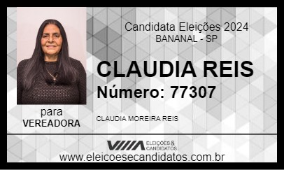 Candidato CLAUDIA REIS 2024 - BANANAL - Eleições