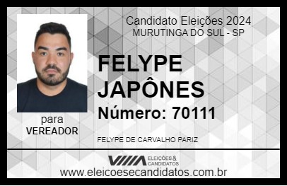 Candidato FELYPE JAPÔNES 2024 - MURUTINGA DO SUL - Eleições