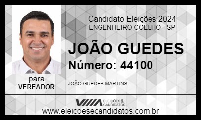 Candidato JOÃO GUEDES 2024 - ENGENHEIRO COELHO - Eleições