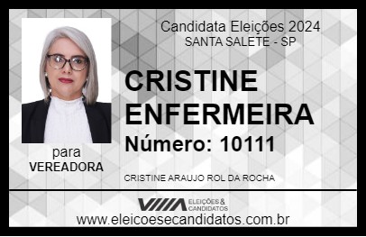 Candidato CRISTINE ENFERMEIRA 2024 - SANTA SALETE - Eleições