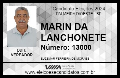 Candidato MARIN DA LANCHONETE 2024 - PALMEIRA D\OESTE - Eleições