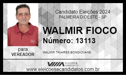 Candidato WALMIR FIOCO 2024 - PALMEIRA D\OESTE - Eleições