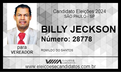 Candidato BILLY JACKSON 2024 - SÃO PAULO - Eleições