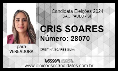 Candidato CRIS SOARES 2024 - SÃO PAULO - Eleições