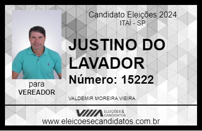 Candidato JUSTINO DO LAVADOR 2024 - ITAÍ - Eleições