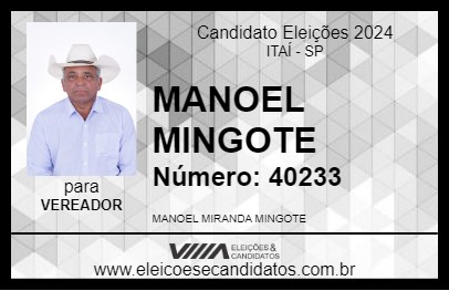 Candidato MANOEL MINGOTE 2024 - ITAÍ - Eleições