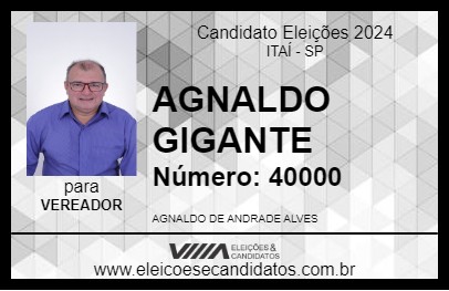 Candidato AGNALDO GIGANTE 2024 - ITAÍ - Eleições