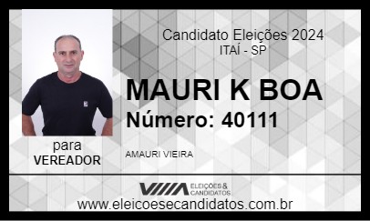 Candidato MAURI K BOA 2024 - ITAÍ - Eleições