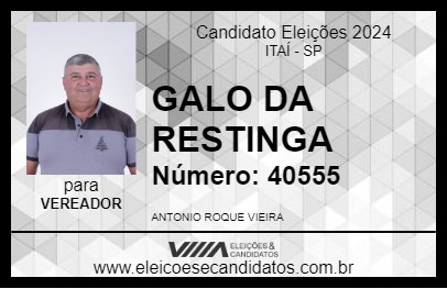 Candidato GALO DA RESTINGA 2024 - ITAÍ - Eleições