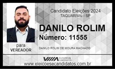 Candidato DANILO ROLIM 2024 - TAQUARIVAÍ - Eleições