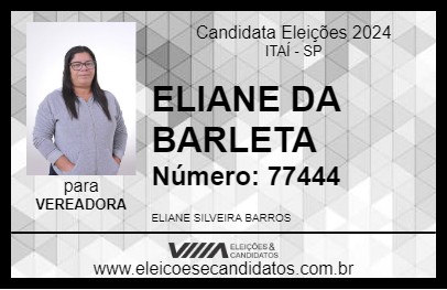 Candidato ELIANE DA BARLETA 2024 - ITAÍ - Eleições