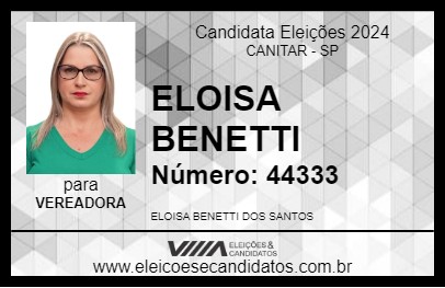 Candidato ELOISA BENETTI 2024 - CANITAR - Eleições