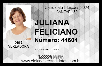 Candidato JULIANA FELICIANO 2024 - CANITAR - Eleições