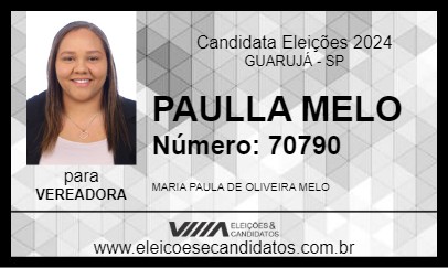 Candidato PAULLA MELO 2024 - GUARUJÁ - Eleições