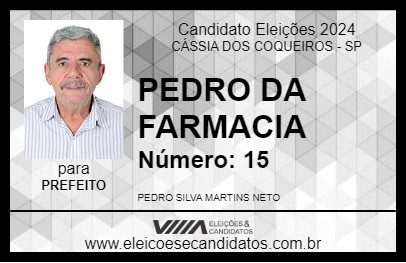 Candidato PEDRO DA FARMACIA 2024 - CÁSSIA DOS COQUEIROS - Eleições