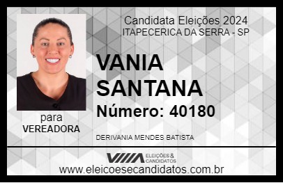 Candidato VANIA SANTANA 2024 - ITAPECERICA DA SERRA - Eleições