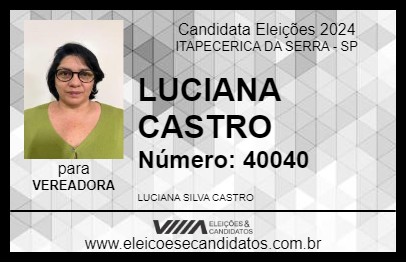 Candidato LUCIANA CASTRO 2024 - ITAPECERICA DA SERRA - Eleições