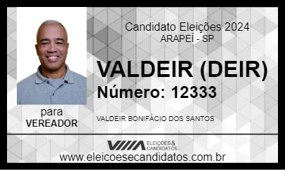 Candidato VALDEIR (DEIR) 2024 - ARAPEÍ - Eleições