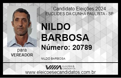 Candidato NILDO BARBOSA 2024 - EUCLIDES DA CUNHA PAULISTA - Eleições