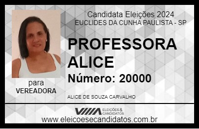 Candidato PROFESSORA ALICE 2024 - EUCLIDES DA CUNHA PAULISTA - Eleições