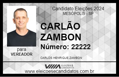 Candidato CARLÃO ZAMBON 2024 - MESÓPOLIS - Eleições