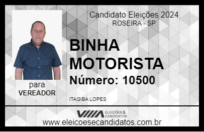 Candidato BINHA MOTORISTA 2024 - ROSEIRA - Eleições