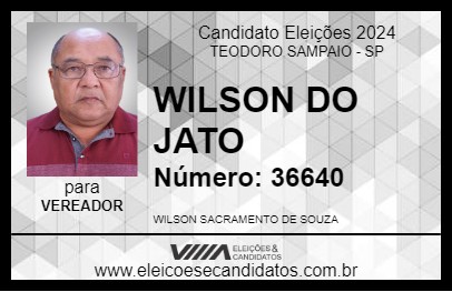 Candidato WILSON DO JATO 2024 - TEODORO SAMPAIO - Eleições