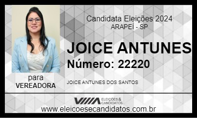 Candidato JOICE ANTUNES 2024 - ARAPEÍ - Eleições