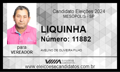 Candidato LIQUINHA 2024 - MESÓPOLIS - Eleições