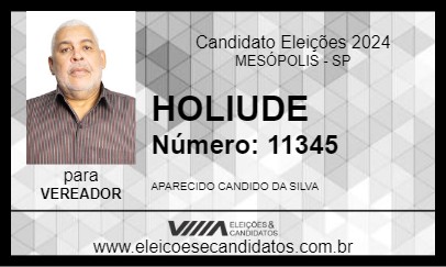 Candidato HOLIUDE 2024 - MESÓPOLIS - Eleições