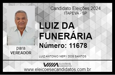 Candidato LUIZ DA FUNERÁRIA 2024 - ITAPEVA - Eleições