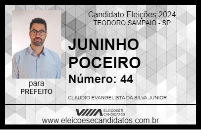 Candidato JUNINHO POCEIRO 2024 - TEODORO SAMPAIO - Eleições