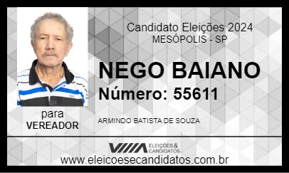 Candidato NEGO BAIANO 2024 - MESÓPOLIS - Eleições