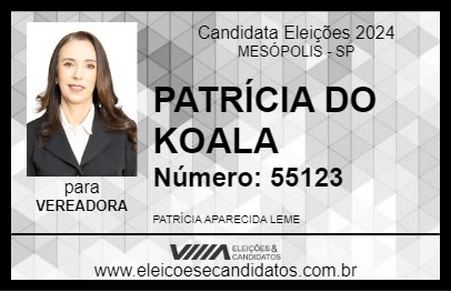 Candidato PATRÍCIA DO KOALA 2024 - MESÓPOLIS - Eleições