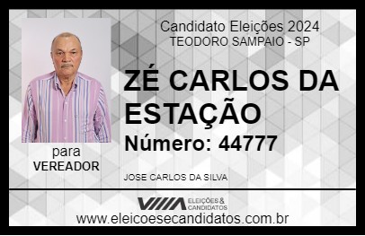 Candidato ZÉ CARLOS DA ESTAÇÃO 2024 - TEODORO SAMPAIO - Eleições