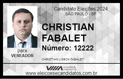 Candidato CHRISTIAN FABALET 2024 - SÃO PAULO - Eleições