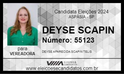 Candidato DEYSE SCAPIN 2024 - ASPÁSIA - Eleições