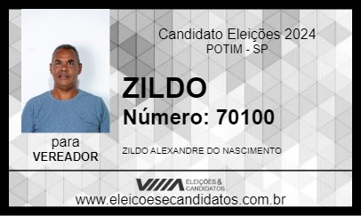 Candidato ZILDO 2024 - POTIM - Eleições