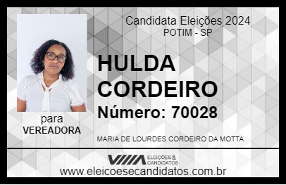 Candidato HULDA CORDEIRO 2024 - POTIM - Eleições