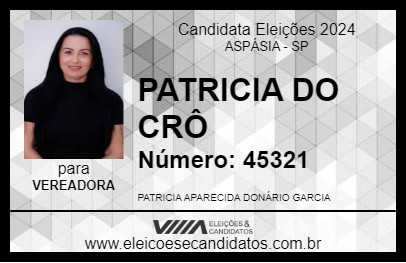 Candidato PATRICIA DO CRÔ 2024 - ASPÁSIA - Eleições