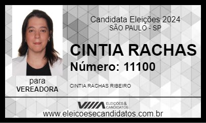 Candidato CINTIA RACHAS 2024 - SÃO PAULO - Eleições