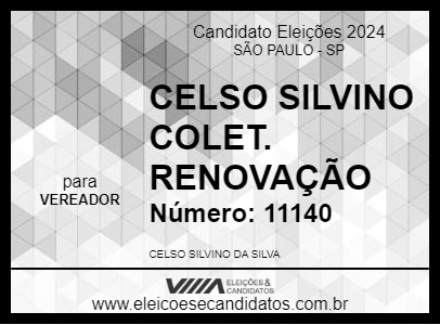 Candidato CELSO SILVINO COLET. RENOVAÇÃO 2024 - SÃO PAULO - Eleições