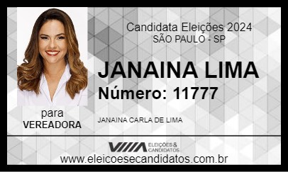 Candidato JANAINA LIMA 2024 - SÃO PAULO - Eleições