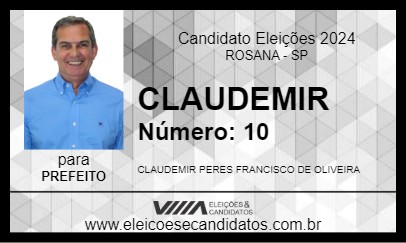 Candidato CLAUDEMIR 2024 - ROSANA - Eleições