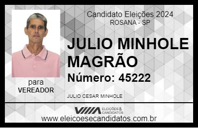 Candidato JULIO MINHOLE MAGRÃO 2024 - ROSANA - Eleições