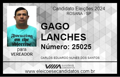 Candidato GAGO LANCHES 2024 - ROSANA - Eleições