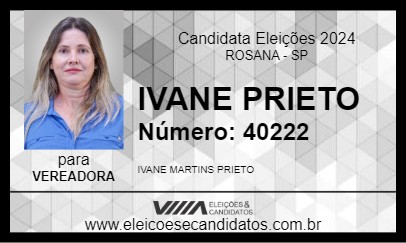 Candidato IVANE PRIETO 2024 - ROSANA - Eleições