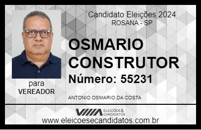 Candidato OSMARIO CONSTRUTOR 2024 - ROSANA - Eleições