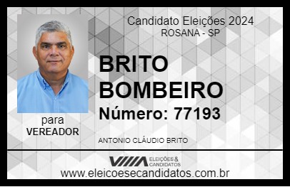 Candidato BRITO BOMBEIRO 2024 - ROSANA - Eleições