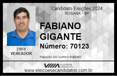 Candidato FABIANO GIGANTE 2024 - ROSANA - Eleições